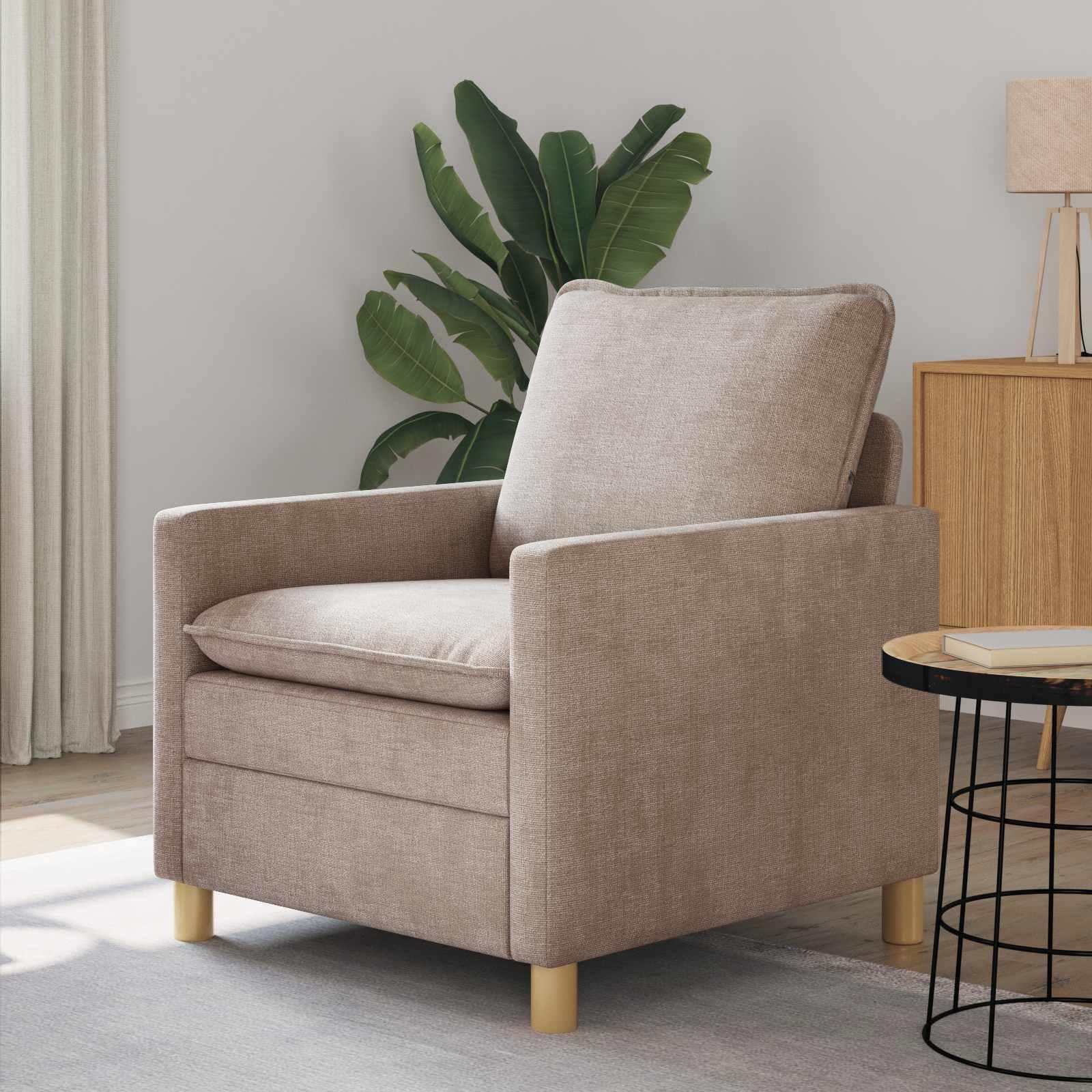 Sofa i polyester - beige 76 × 81 × 87,5 cm, 1-personers