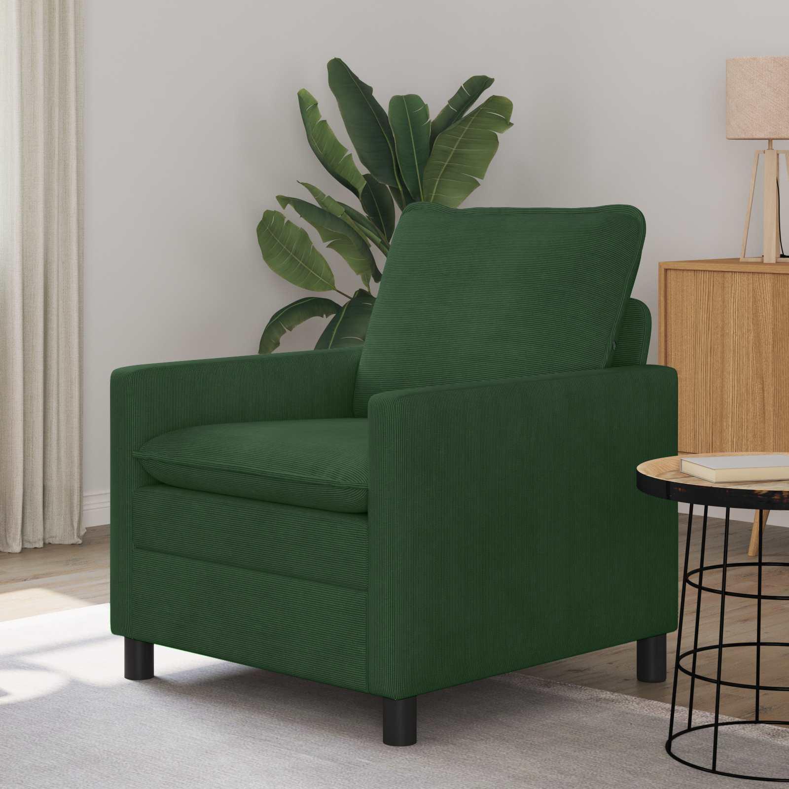 Sofa i corduroy - junglegrøn 76 × 81 × 87,5 cm, 1-personers