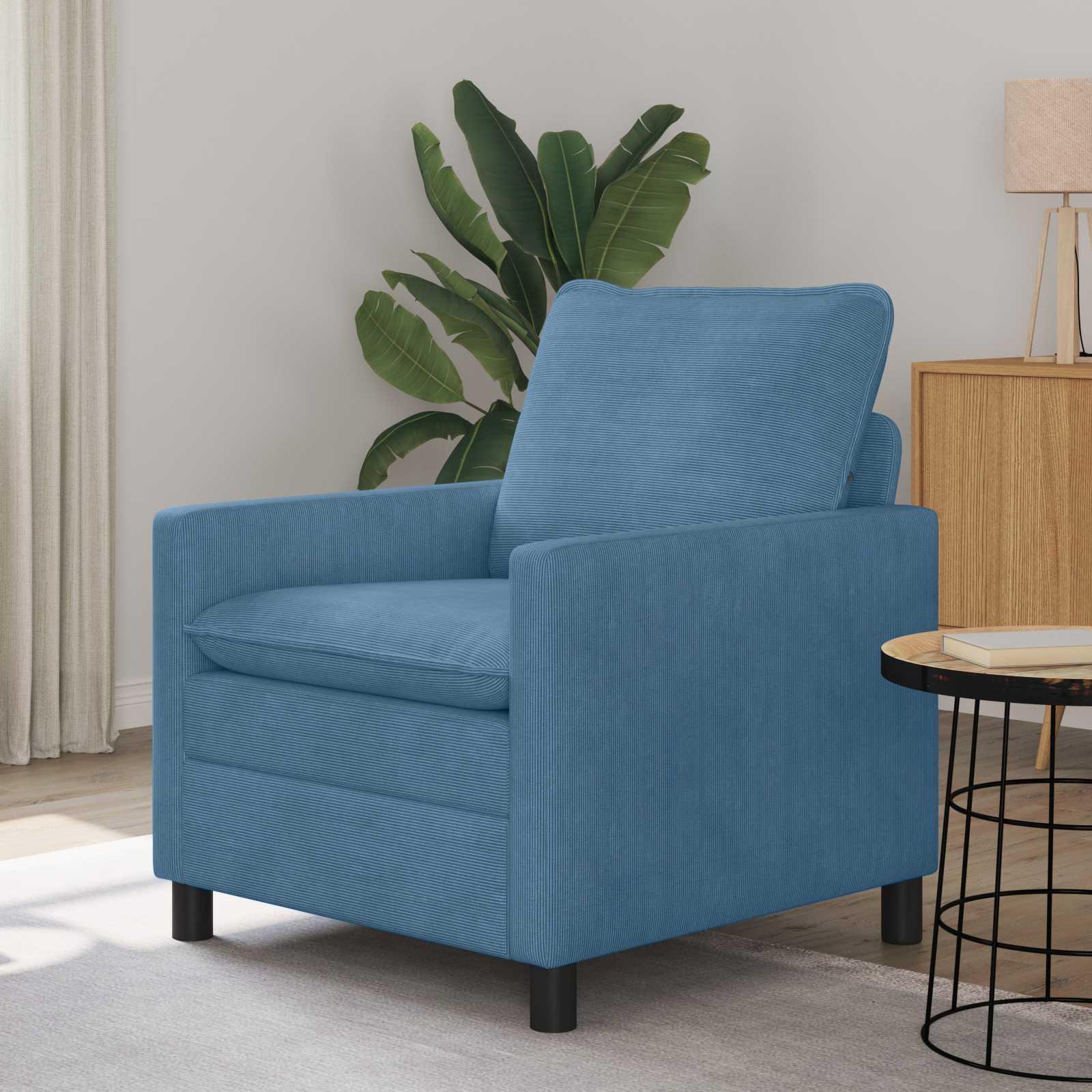 Sofa i corduroy - blå 76 × 81 × 87,5 cm, 1-personers