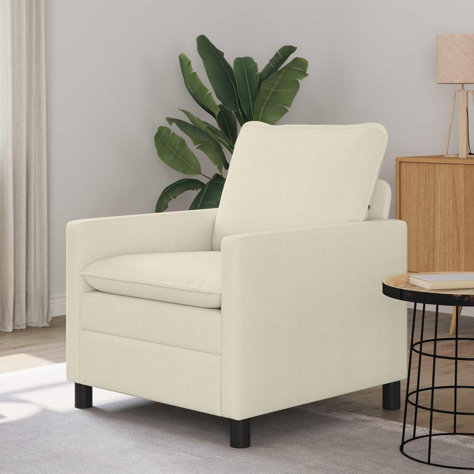 Sofa i corduroy - cremefarvet 76 × 81 × 87,5 cm