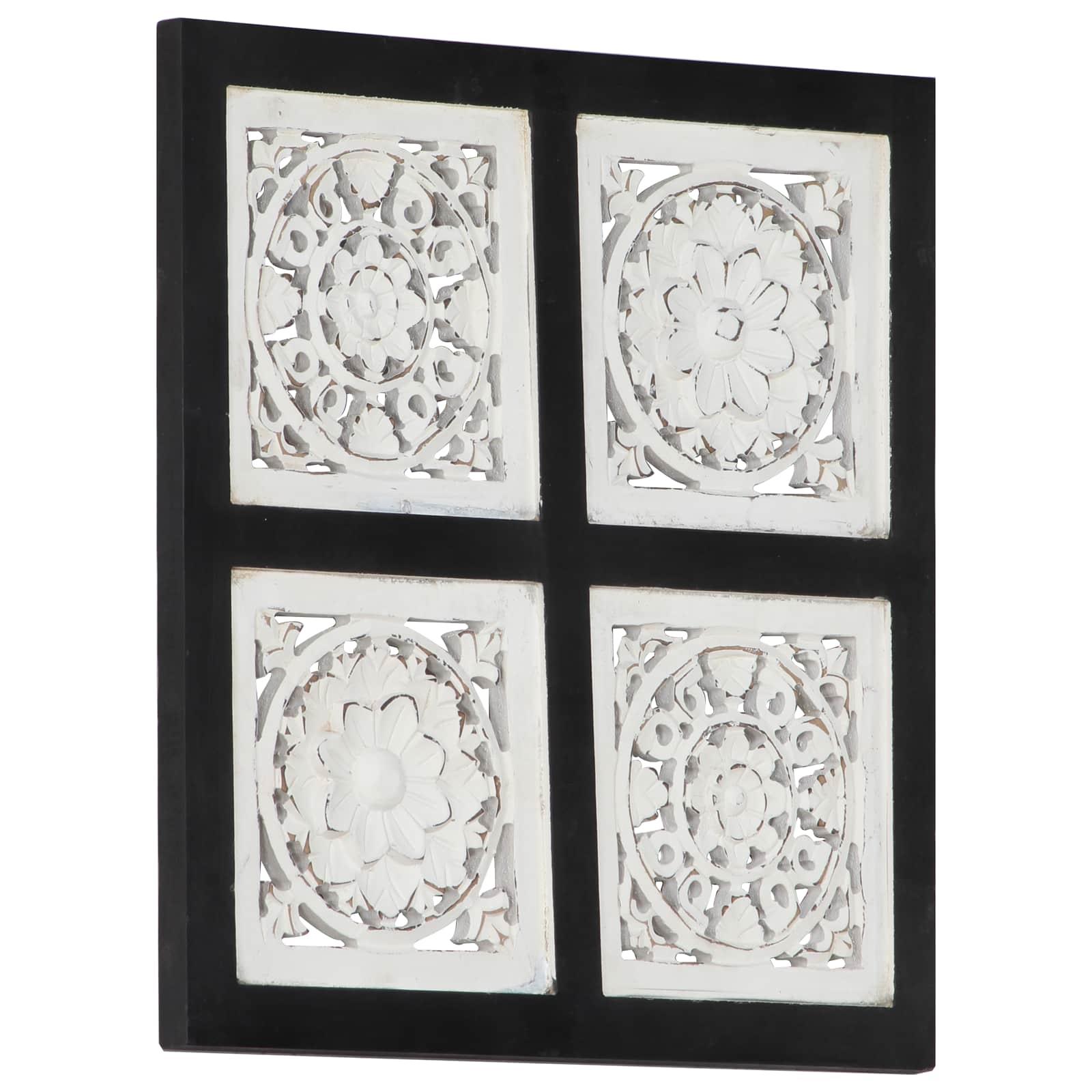 Kunst Dekor Sort og Hvid 40 x 40 x 1,5 cm Konstrueret træ