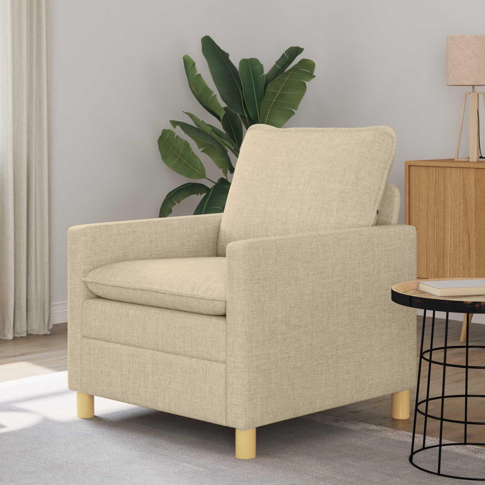 Sofa i stof - cremefarvet lænestol 76 × 81 × 87,5 cm