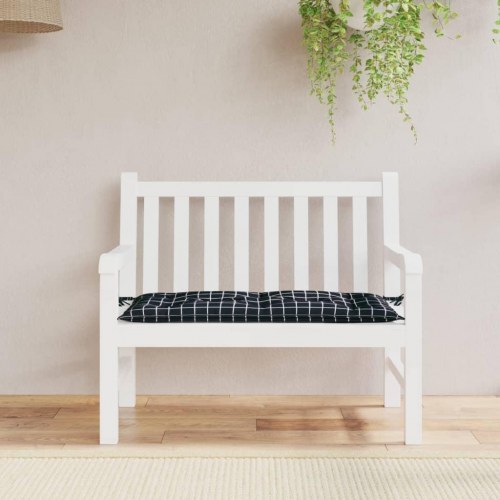 Bænkhynde til havebænk 110 x 50 x 7 cm - sort ternet