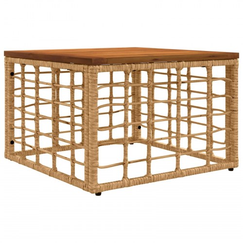Havemøbel Bord Naturfarvet 55 x 55 x 37 cm PE Rattan og Glas