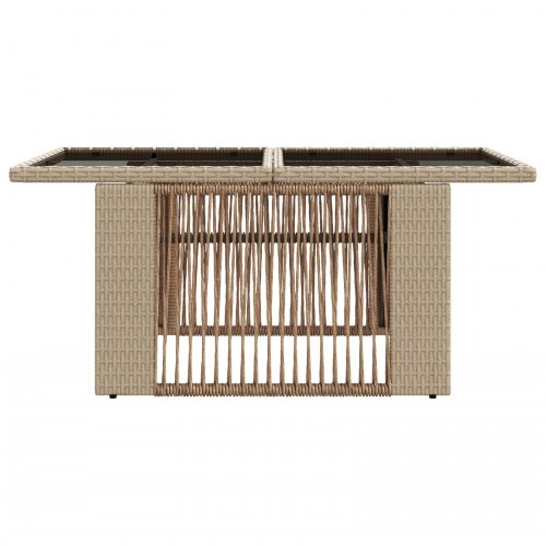 Havemøbel Bord Beige 100 x 55 x 37 cm PE Rattan og Glas