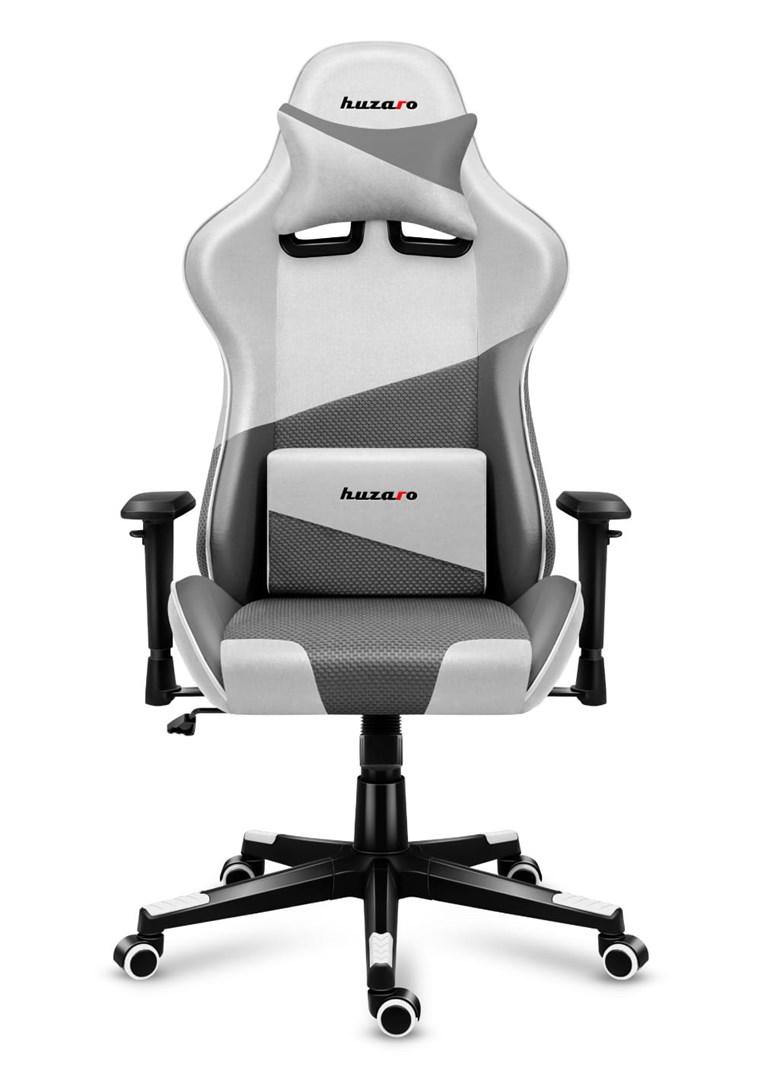Huzaro Force 6.2 White Mesh gamer stol - grå/hvid stof, 90-180°