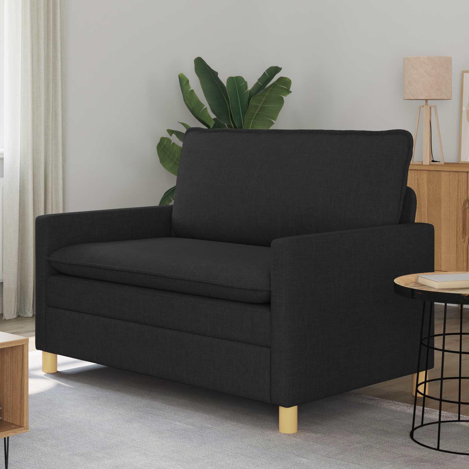 2-personers sofa i sort stof - 126 Ã 81 Ã 87,5 cm