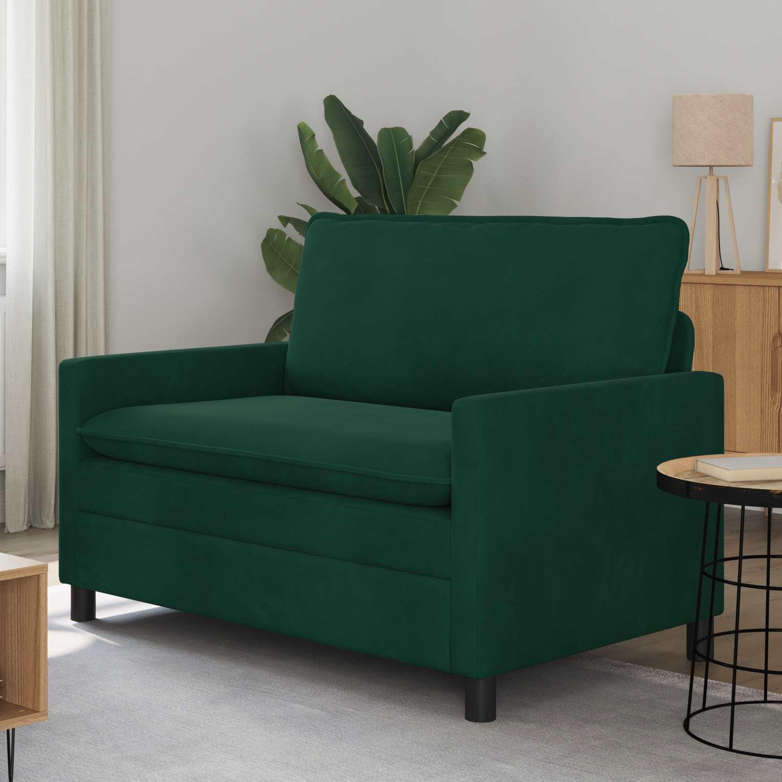 2-personers sofa i flÃ¸jl - mÃ¸rkegrÃ¸n, 126 Ã 81 Ã 87,5 cm