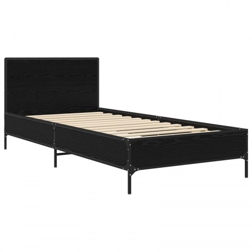 Sengestel med hovedgærde sort eg 80 x 200 cm