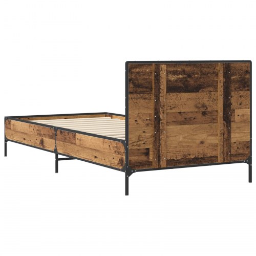 Sengestel med hovedgærde i gammelt træ - 80 x 200 cm