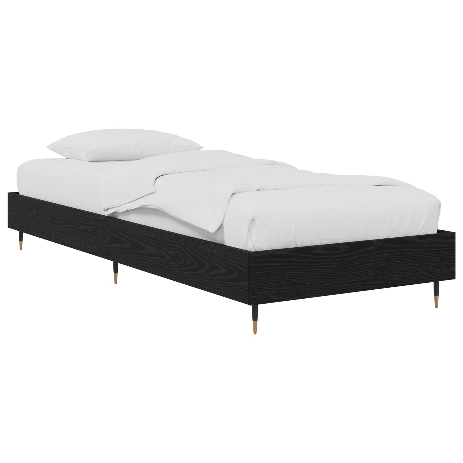 Sengestel i sort eg - 80 x 200 cm, konstrueret træ med lamelbund