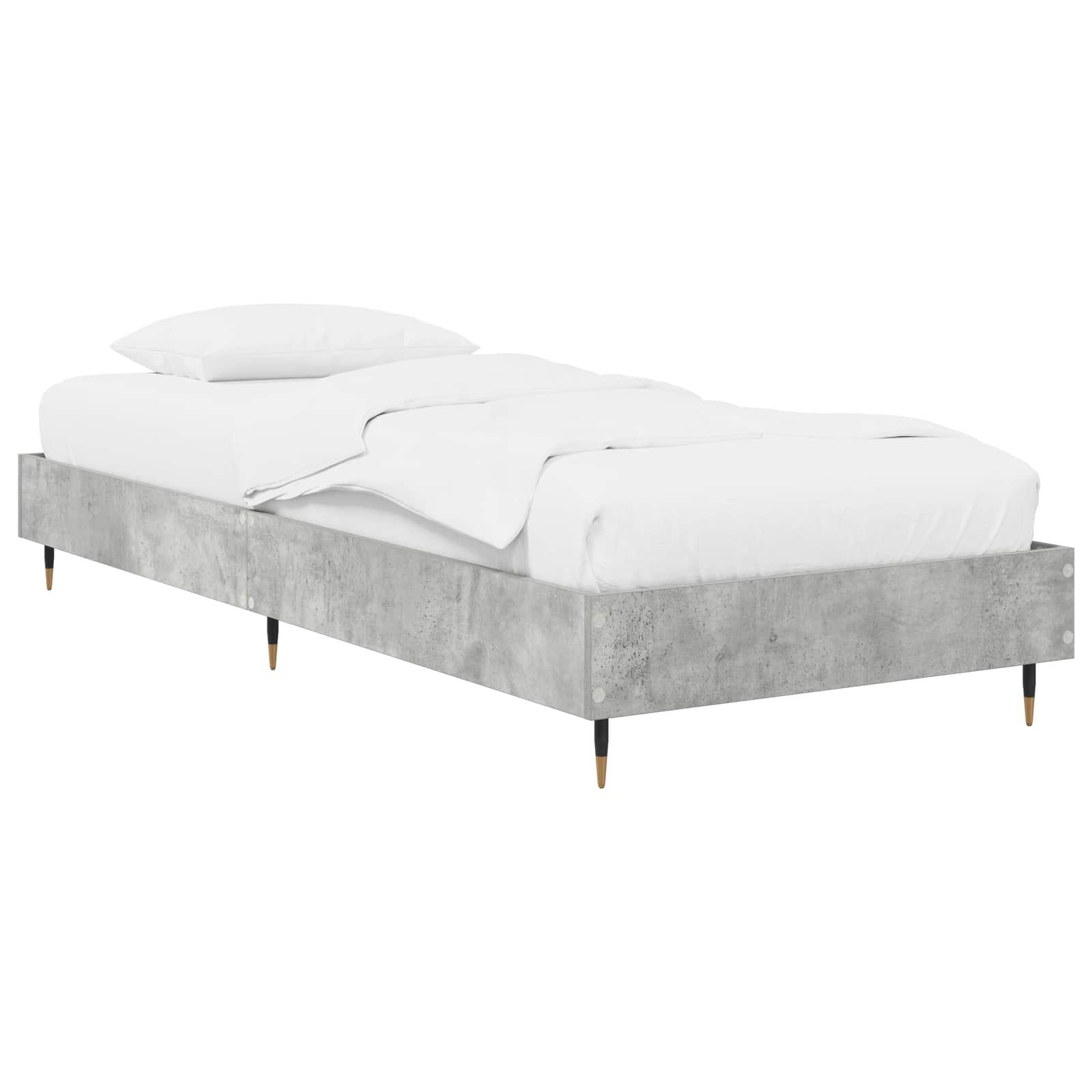 Sengeramme i betongrå, 80 x 200 cm - konstrueret træ med lamelbund