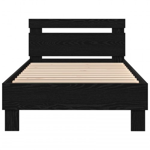 Sengeramme med LED i sort eg 80 x 200 cm - konstrueret træ