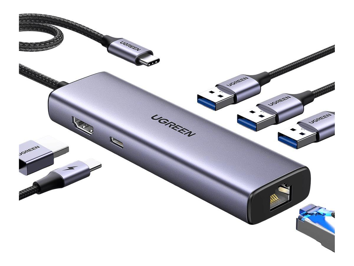 Ugreen 6-i-1 USB-C hub med HDMI, Gigabit LAN og 3× USB 3.0 billede