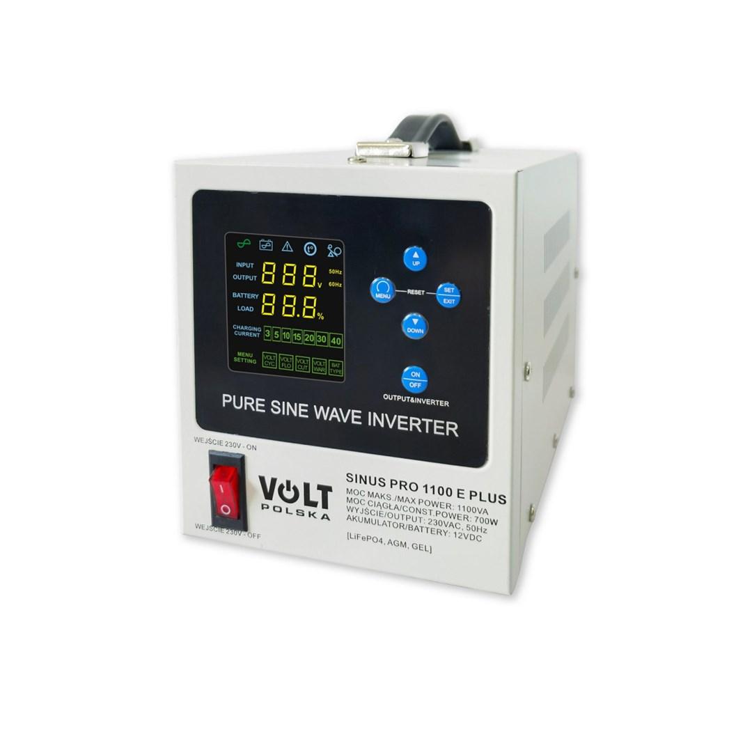 VOLT Polska SinusPro 1100E Plus inverter 12V til 230V - 700/1.100 W (AGM, GEL, LiFePO4)