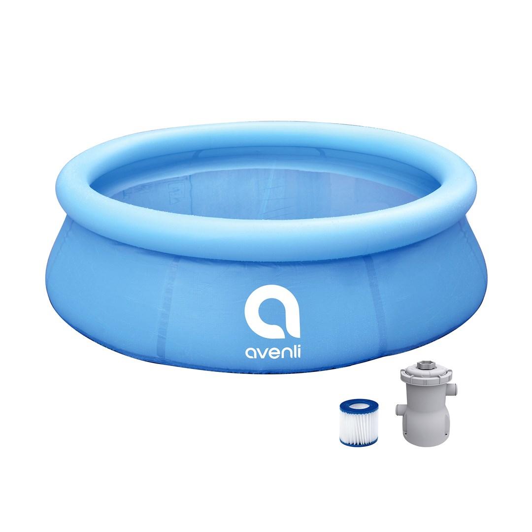 Oppustelig rund pool 244 × 63 cm - Avenli sæt med filterpumpe