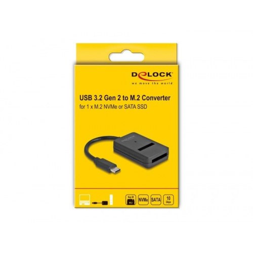 DELOCK Combo-konverter til M.2 NVMe PCIe eller SATA SSD - USB-C 10 Gbps