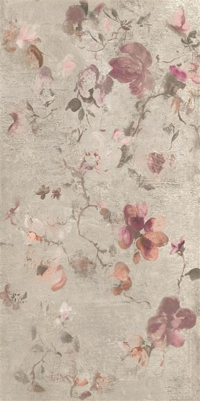 Dekorflise Flower Grey 60×120 cm - blomstermotiv, grå