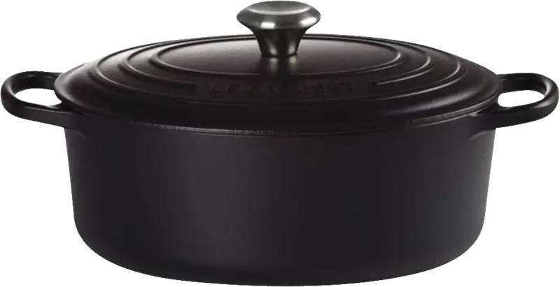 Le Creuset oval stegegryde 8,9 l - støbejern, sort, 35 cm