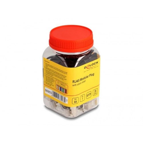 DELOCK RJ45 modulær stik med trækaflastning - Cat6a/Cat7, S/FTP - 25 stk sæt
