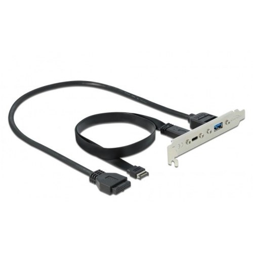 DeLOCK slot-beslag med 1 x USB‑C og 1 x USB‑A port - USB 3.2 Gen 2, 0,5 m