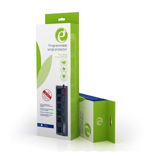 EnerGenie EG-PMS2 overspændingsbeskytter - 6 stik, sort, 220-230 V