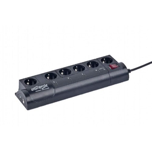 EnerGenie EG-PMS2 overspændingsbeskytter - 6 stik, sort, 220-230 V