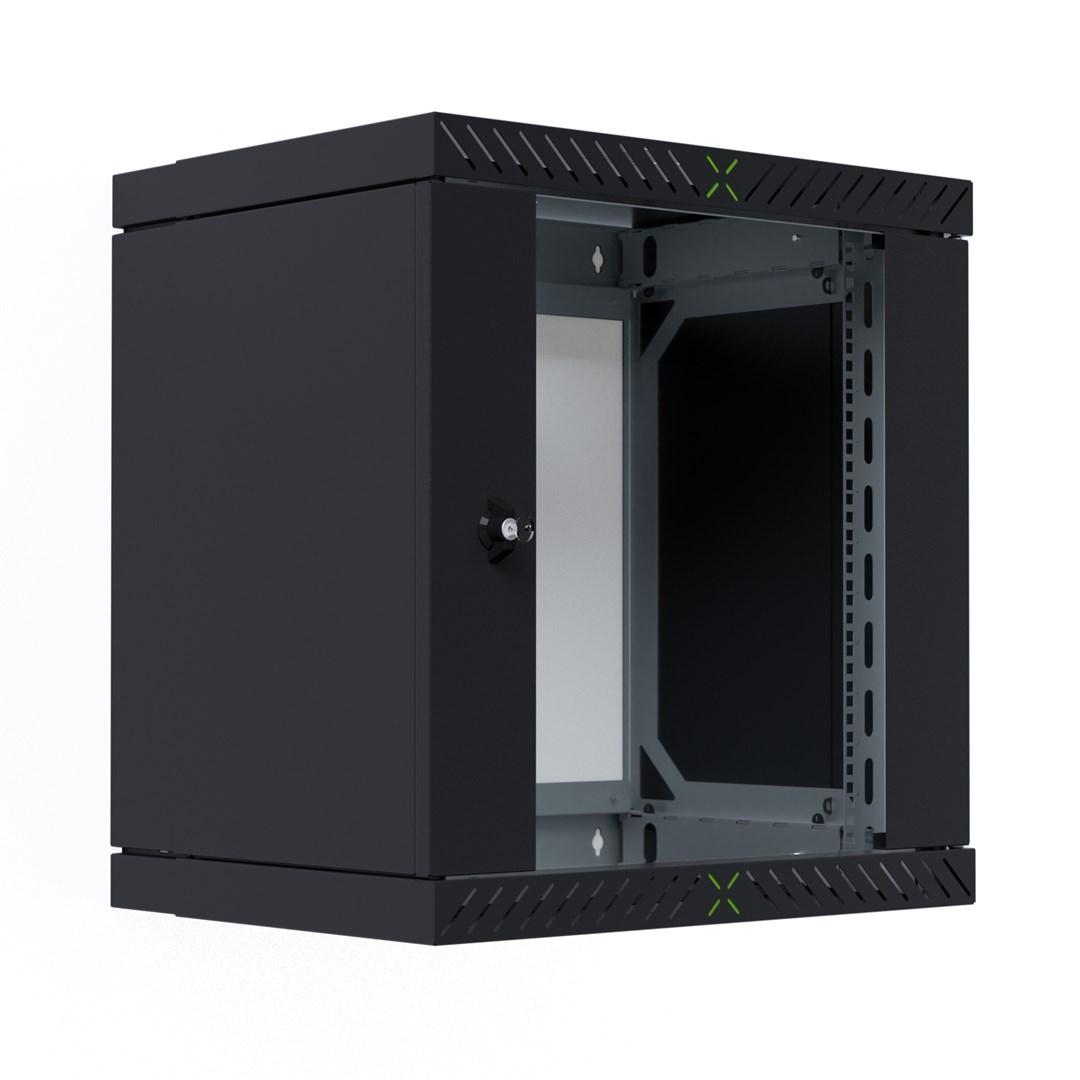 WGX-1206TS.G1 12U vægmonteret rackskab - sort, glaslåge, 19"