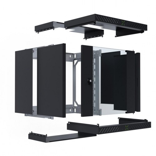 WGX-1206TS.G1 12U vægmonteret rackskab - sort, glaslåge, 19"