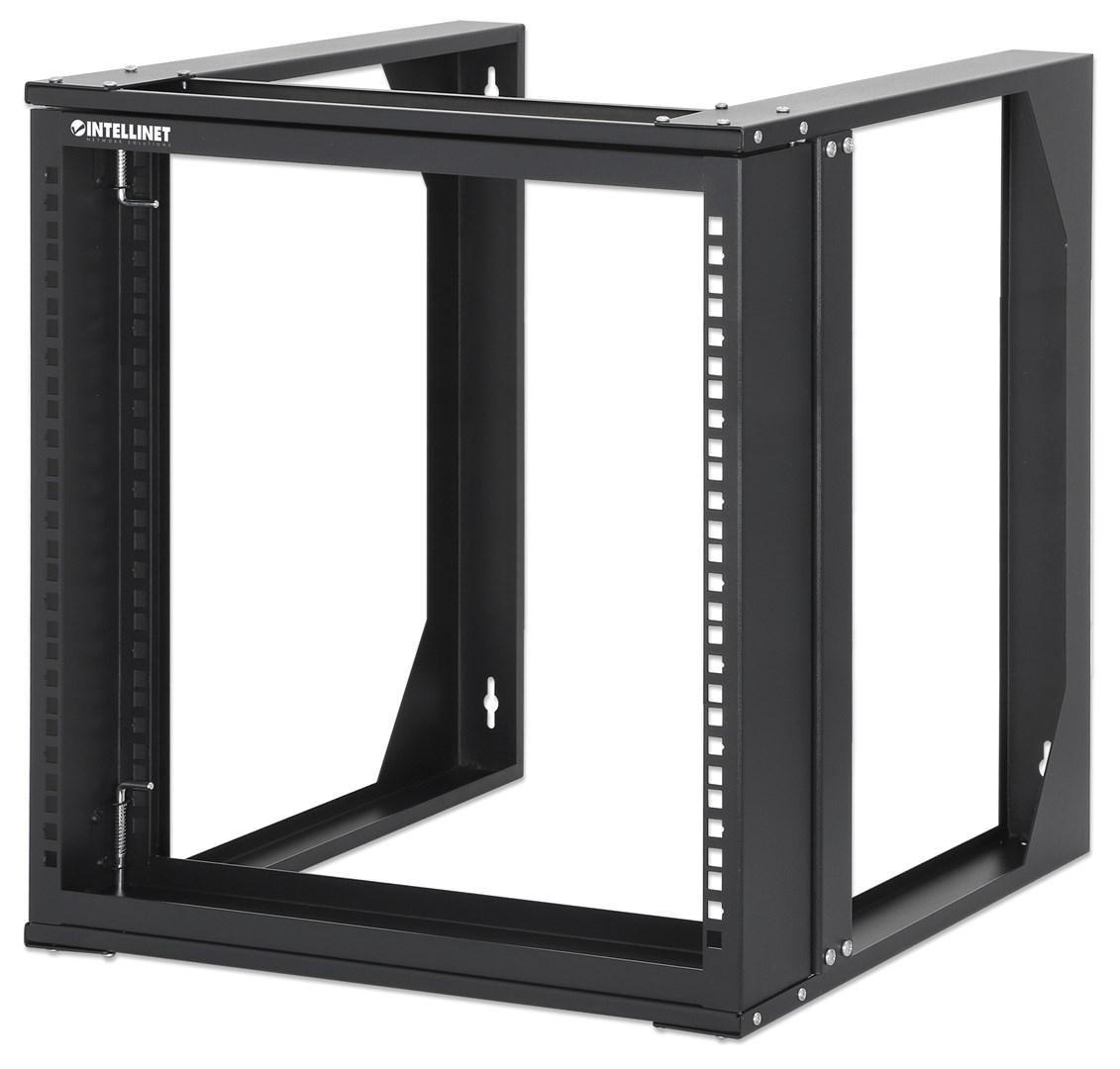 Intellinet 19" vægmonteret åbent rack, 9U - svingramme, 2‑stolpe, 45 cm dyb, sort RAL 9004 billede