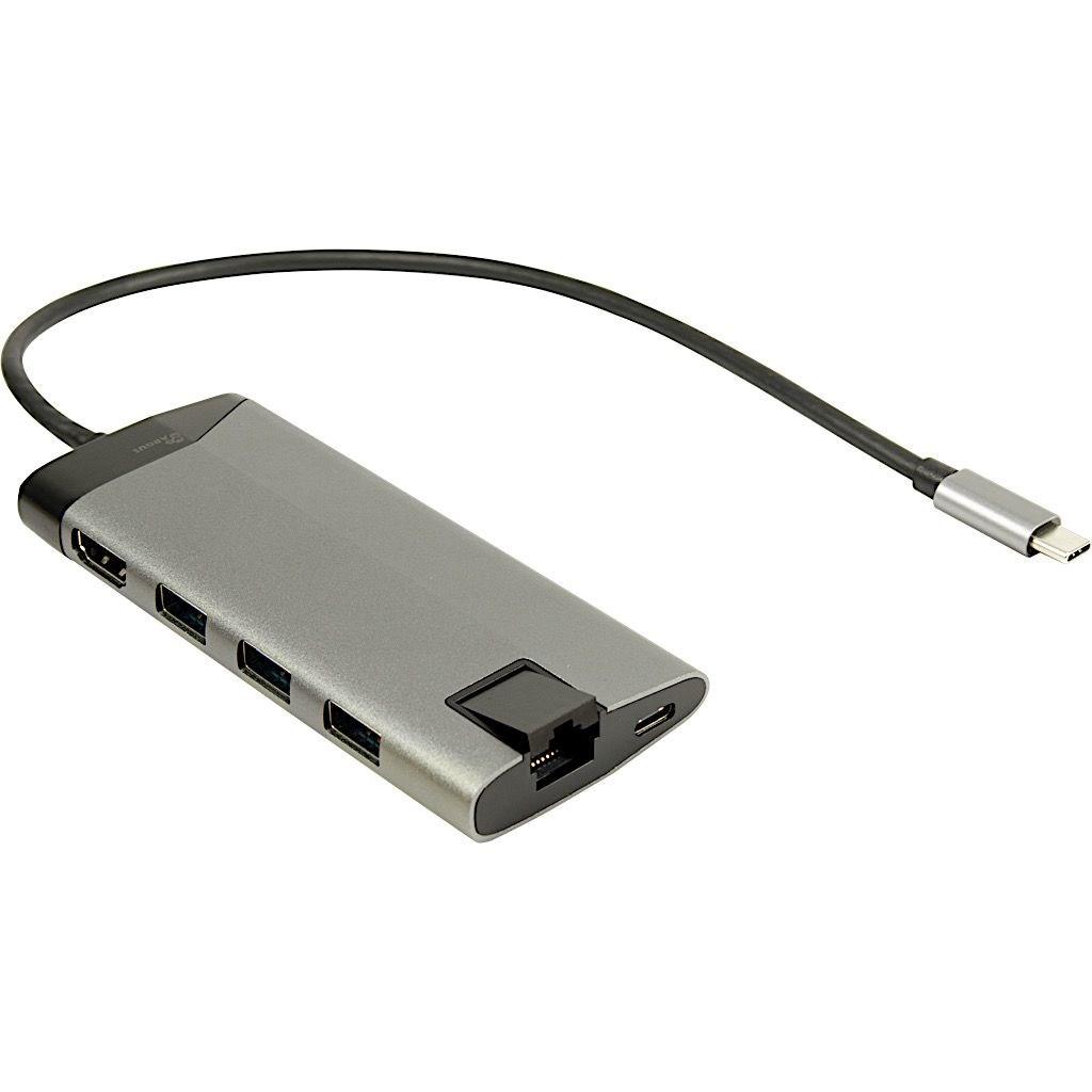 Inter-Tech GDC-802 USB-C hub 7-i-1 - grå billede