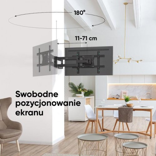 ONKRON M7L-B fuld-bevægelig TV-vægbeslag 40"-75" - sort, max 68 kg