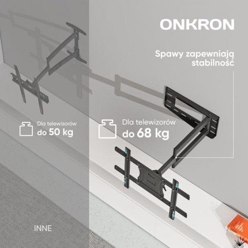 ONKRON M7L-B fuld-bevægelig TV-vægbeslag 40"-75" - sort, max 68 kg