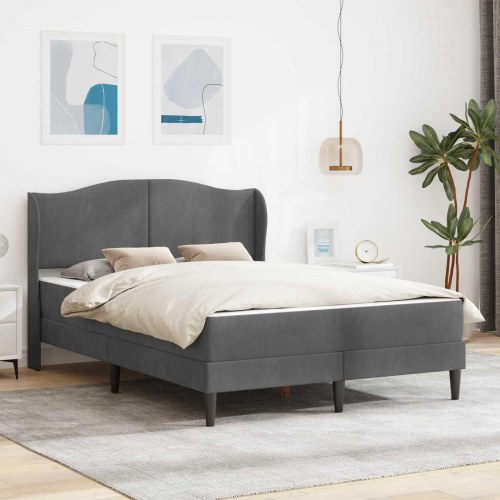 Sengestel med hovedgærde Mørkegrå 120 x 190 cm Fløjl