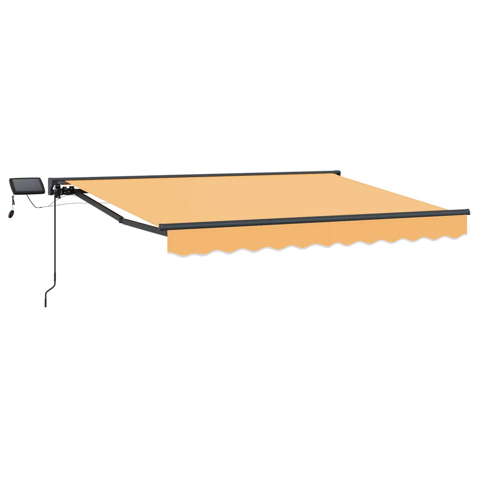 Manuel markise-ramme med LED-lys Sandfarvet 3,5 x 2,5 m