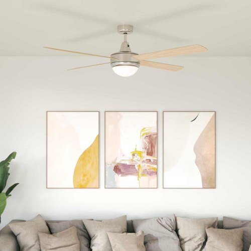Loftfan med lys og fjernbetjening Ø 130 cm Sonoma-eg