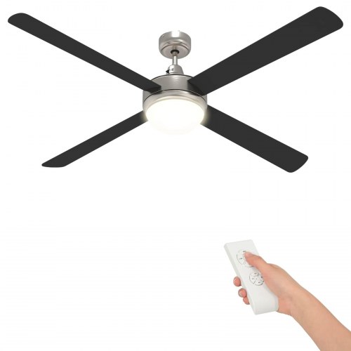 Loftfan med lys og fjernbetjening Ø 130 cm Sort
