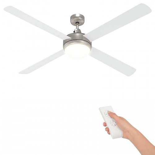 Loftfan med lys og fjernbetjening Ø 130 cm Hvid