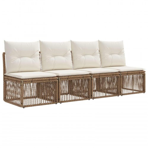 4-sæders sofa 4 stk 4-Antal sæder Beige polyrattan