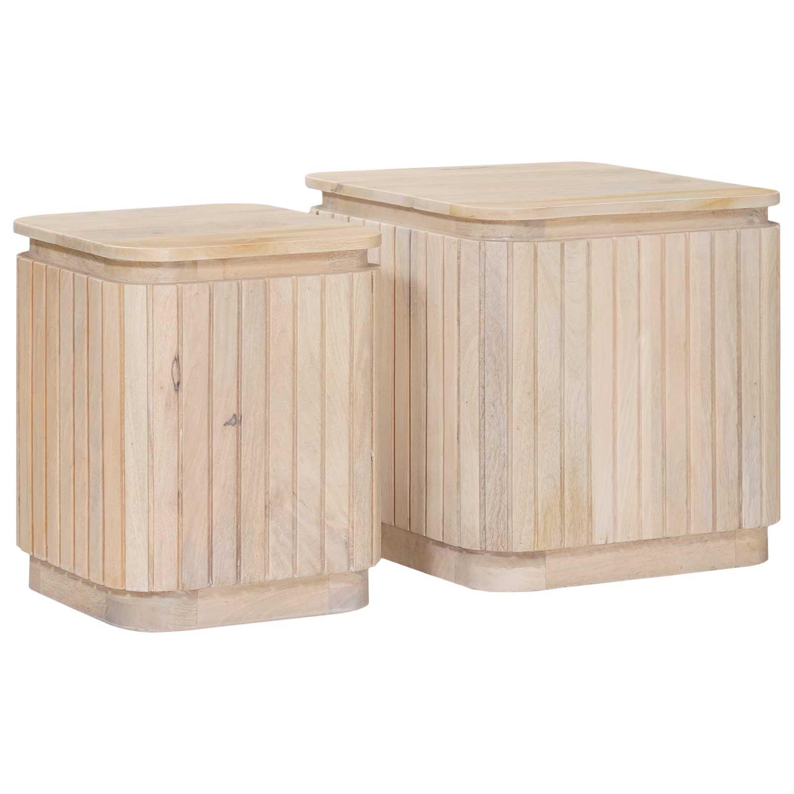 Håndlavet sidebord sæt 2 stk Hvid 45 x 45 x 45 cm