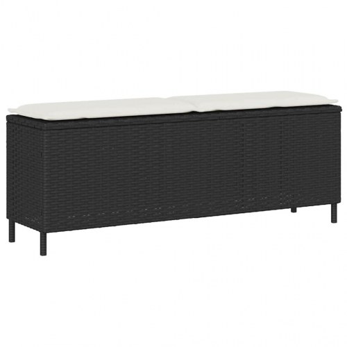 Havebænk med hynde 110x30x40,5 cm polyrattan sort (OUTLET A)