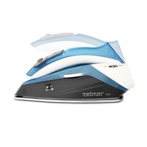 Zelmer ZIR0500 rejse-strygejern - tør & damp, rustfri stål-sål, 1.100 W - sort/blå/hvid