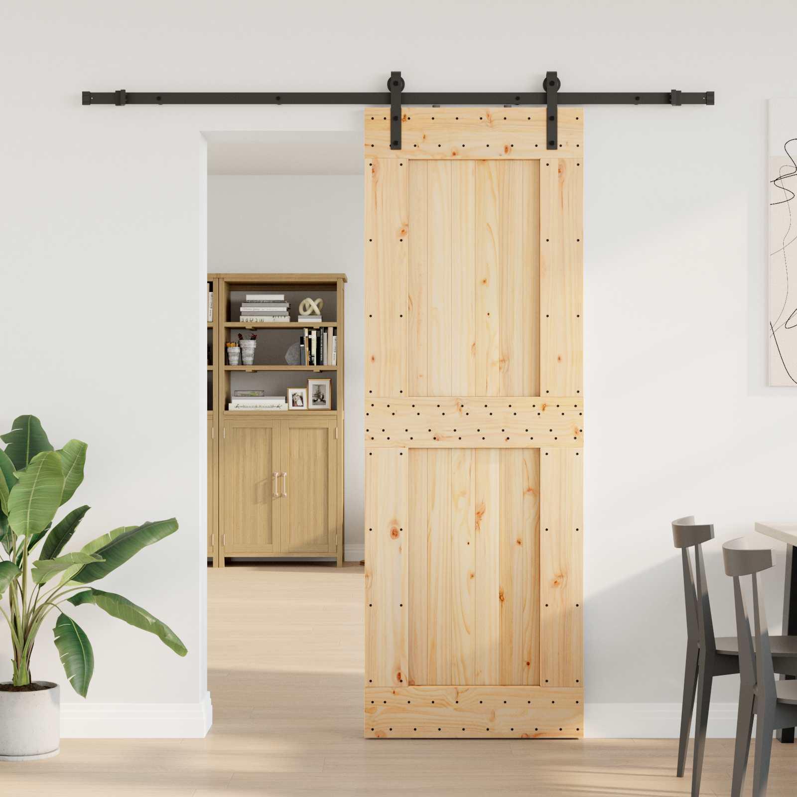 Skydedør NARVIK Naturfarvet og sort 80 x 210 cm (213,5 cm)