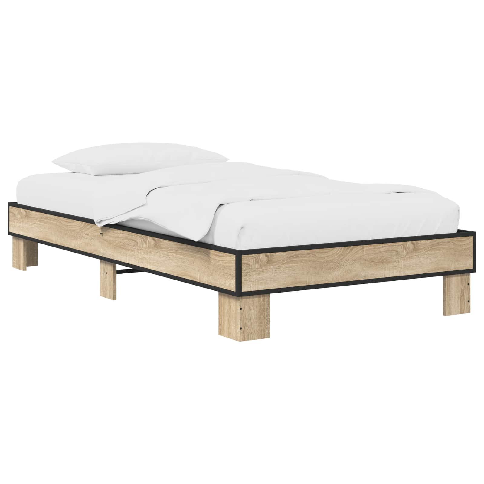 Sengeramme i sonoma-eg 80 x 200 cm - konstrueret træ med lamelbund