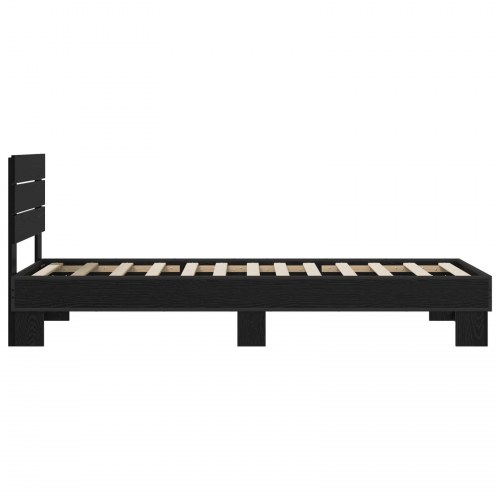 Sengestel med hovedgærde - sort eg 80 x 200 cm