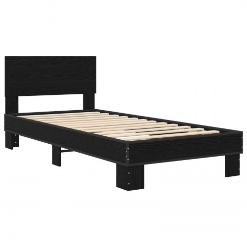 Sengestel med hovedgærde - sort eg 80 x 200 cm