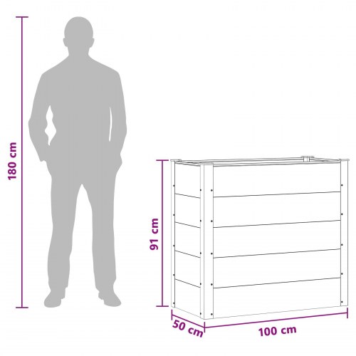 Højbed i brun WPC og aluminium - 100 x 50 x 91 cm