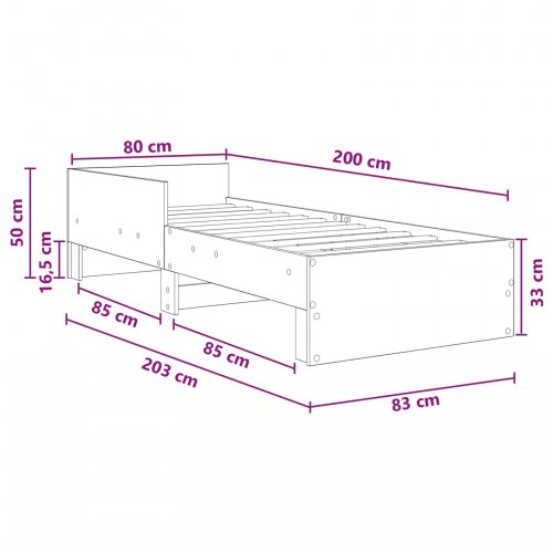 Sengestel med hovedgærde - røget eg - 80 x 200 cm