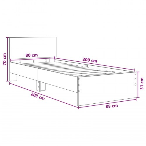Sengestel med hovedgærde i Artisan-eg 80 x 200 cm - konstrueret træ
