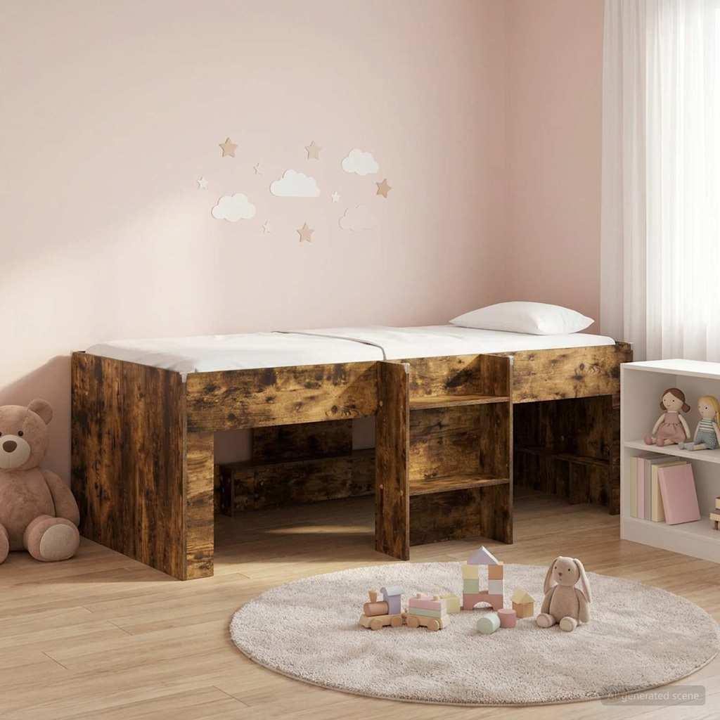 Børns høje sengestel 2 pcs Røget eg 90 x 190 cm Konstrueret træ
